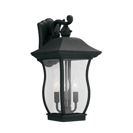 Designers Fountain Chelsea 18.5in Black 3-Light Outdoor Line Voltage Wall Sconce with No Bulbs Included 2722-BK